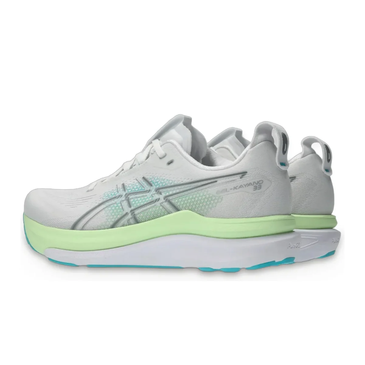 Gel-Kayano 33 White / Energy Aqua — 3