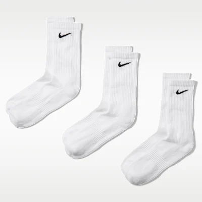 Everyday Cushioned Crew Socks (3 pairs) White/Black — 1