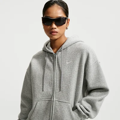 Studio Fleece Oversized Full-Zip Hoodie Dark Grey Heather/Sail