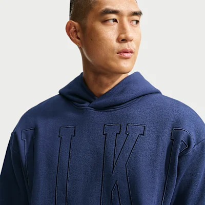 Solo Fleece Loose Pullover Hoodie Midnight Navy/Obsidian — 3