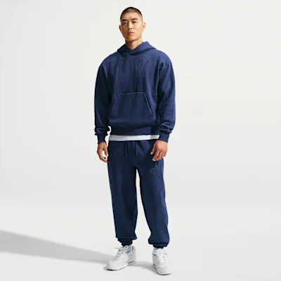 Solo Fleece Loose Pullover Hoodie Midnight Navy/Obsidian — 4