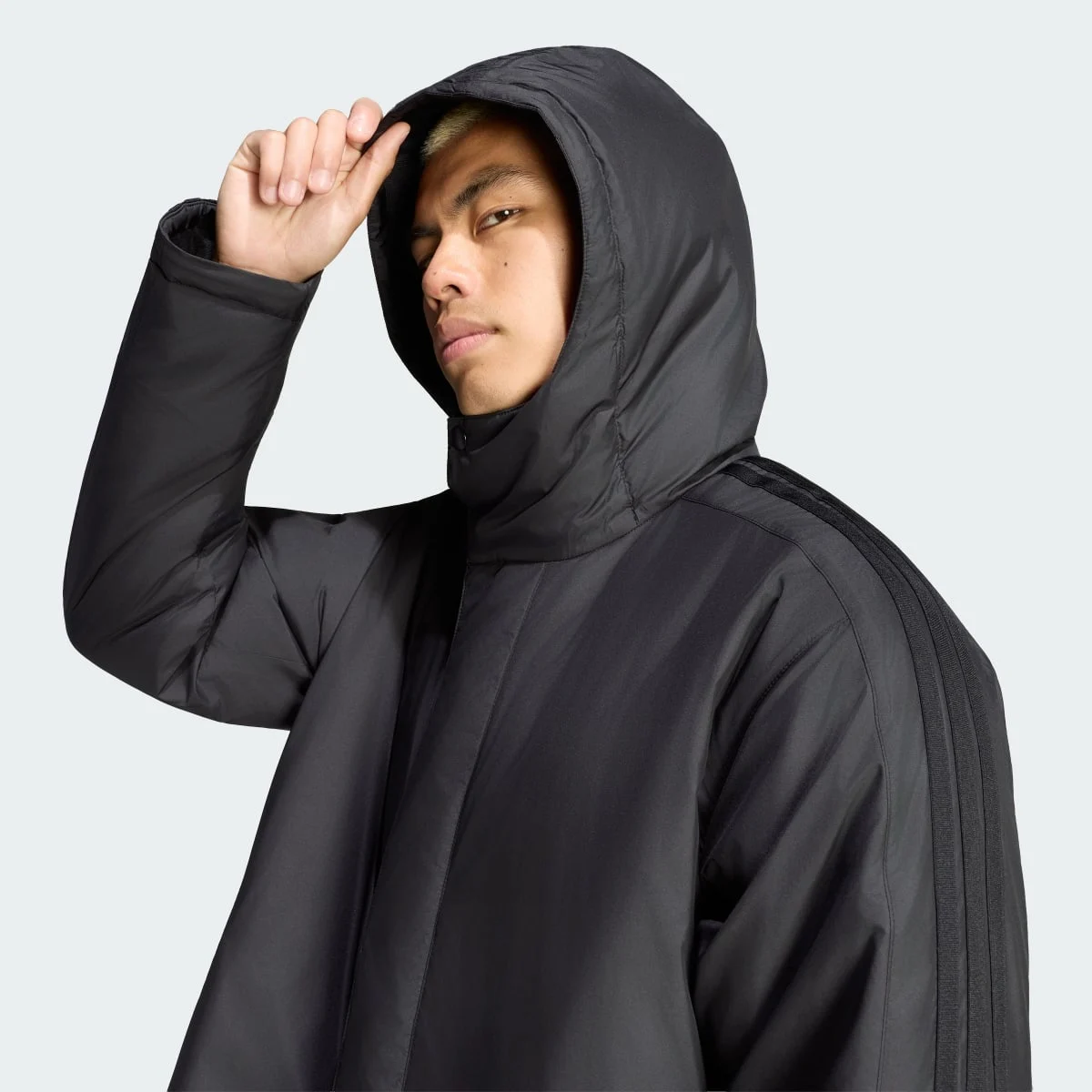 Must Haves 3-Stripes Padded Long Coat Black/Black — 6