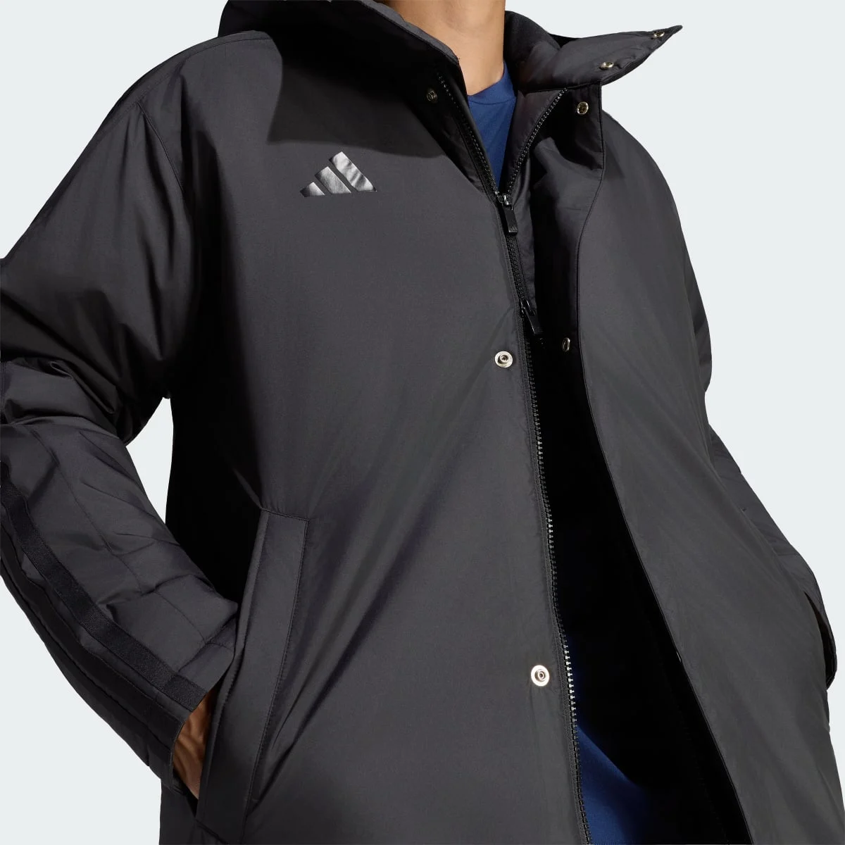 Must Haves 3-Stripes Padded Long Coat Black/Black — 5