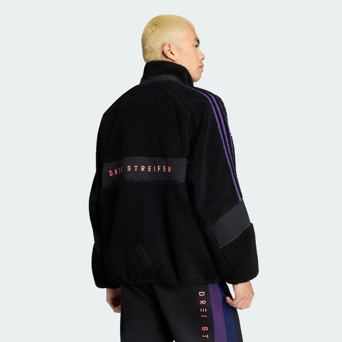 Brand Love Loose Fit Sherpa Jacket Black/Violet/Solar Turbo — 3